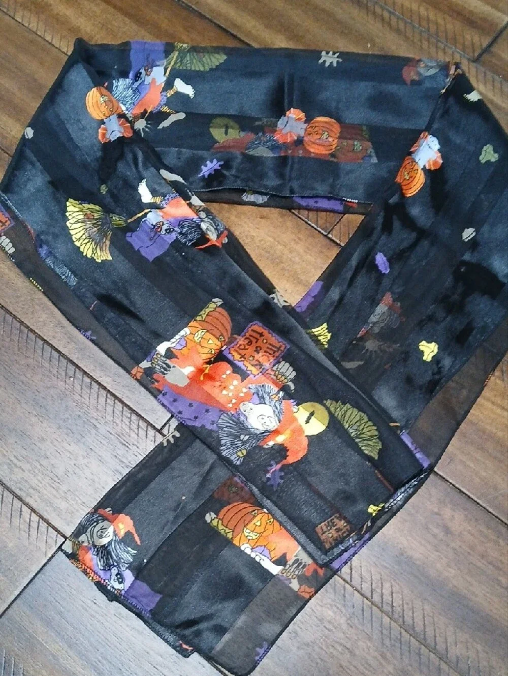 Vintage Rubie's Halloween Scarf 90s Witch Skull Trick or Treat Scarf
